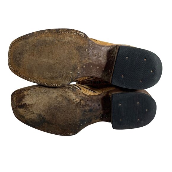 Tan Leather Western Boots w/ Sparkly Cross Wings Embroidery Womens SZ 6.5 B FLAW - Picture 7 of 8